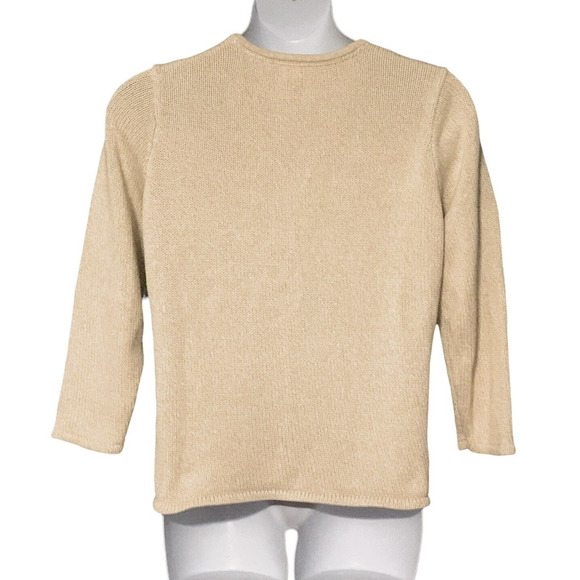 Vintage L.L. Bean Cardigan Sweater Plus Size 1X Oatmeal Heavyweight Cabin Cotton - Picture 7 of 9